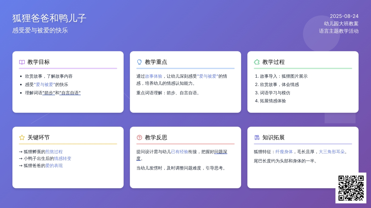 幼儿园大班教案《狐狸爸爸和鸭儿子》含反思