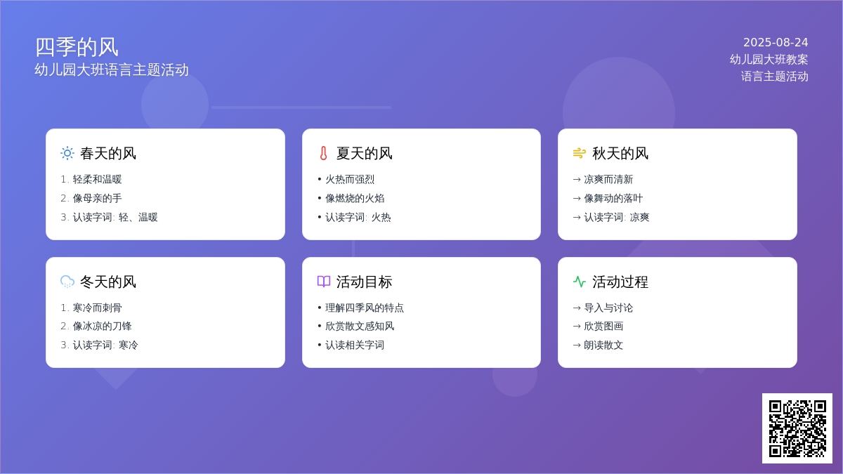 幼儿园大班教案《四季的风》