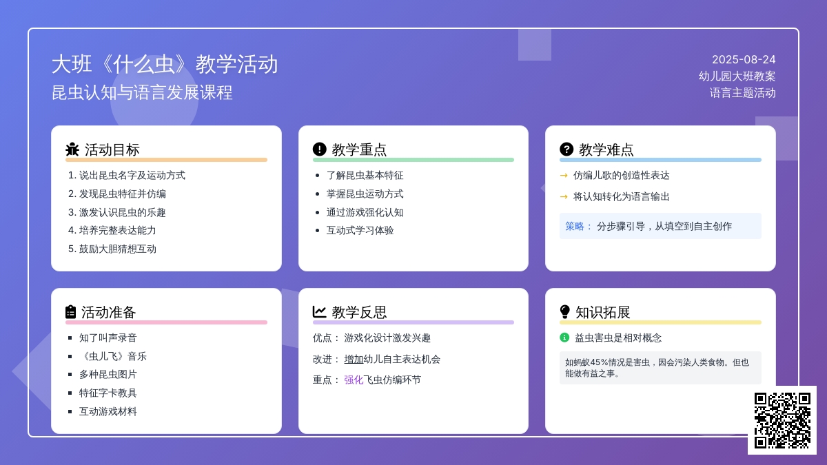 幼儿园大班教案《什么虫》含反思
