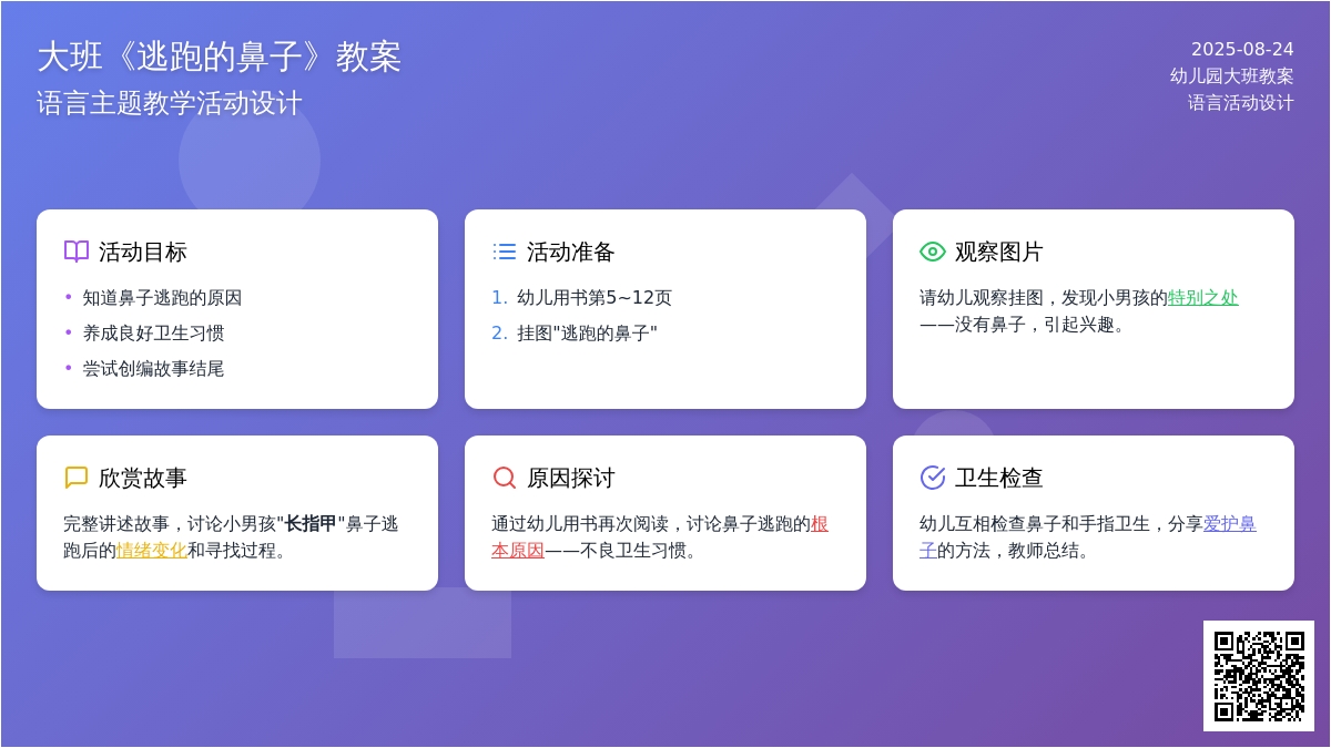幼儿园大班教案《逃跑的鼻子》