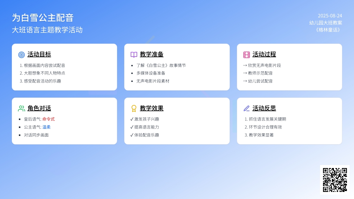 幼儿园大班教案《为白雪公主配音》含反思