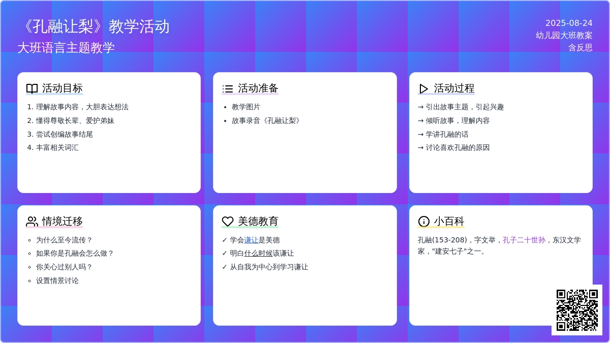 幼儿园大班教案《孔融让梨》含反思