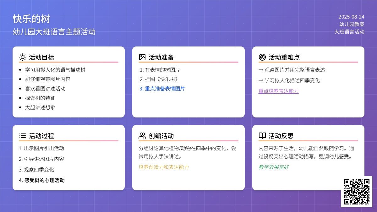 幼儿园大班教案《快乐的树》含反思