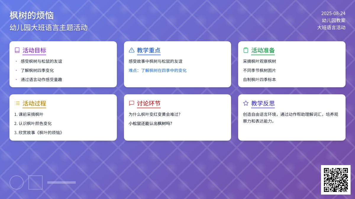幼儿园大班教案《枫树的烦恼》含反思