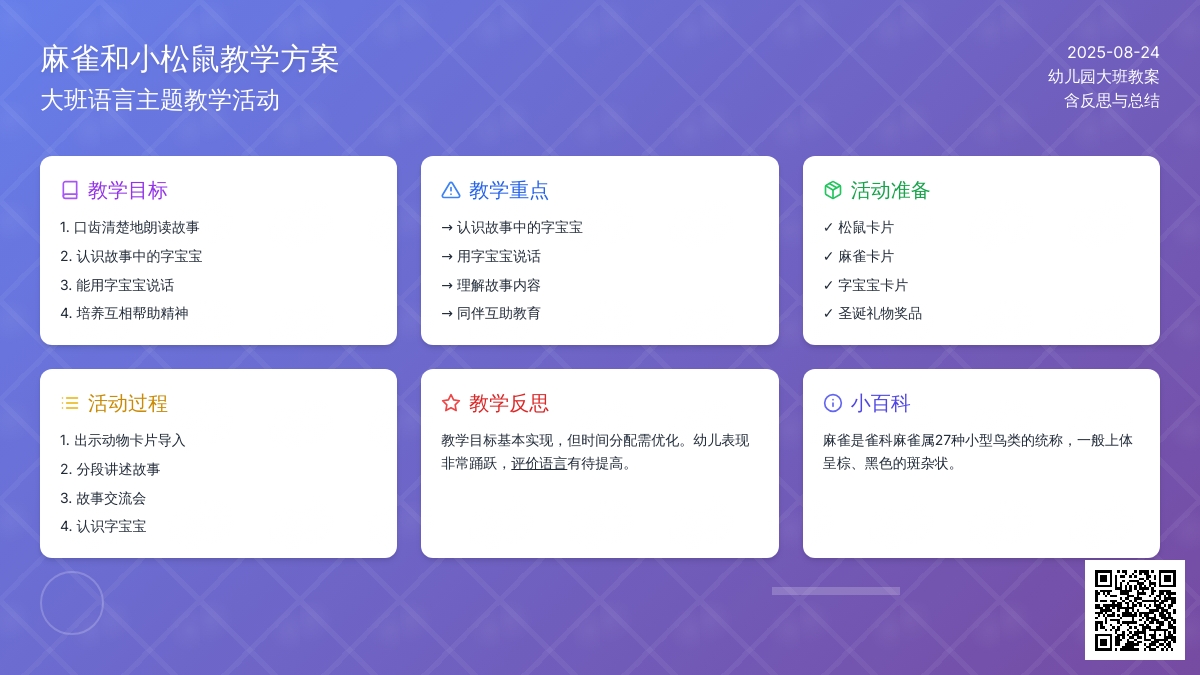 幼儿园大班教案《麻雀和小松鼠》含反思