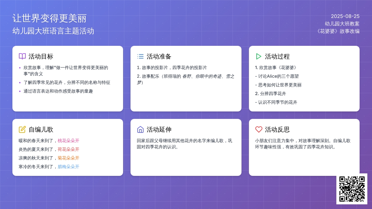 幼儿园大班教案《让世界变得更美丽》含反思