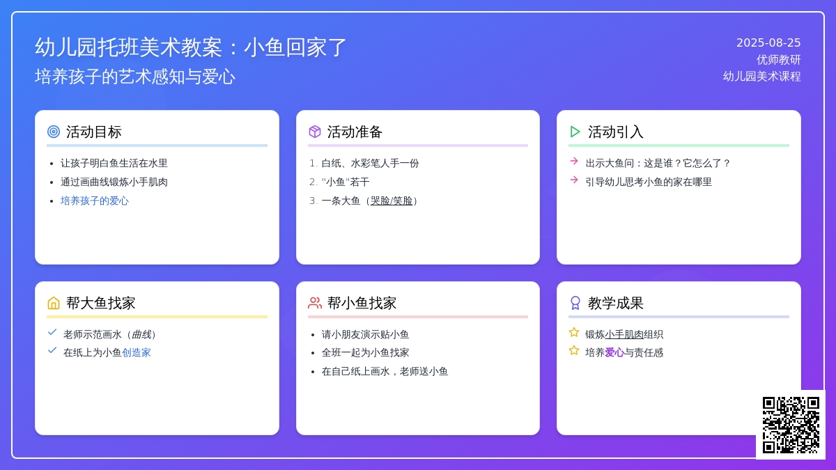幼儿园托班美术教案：小鱼回家了