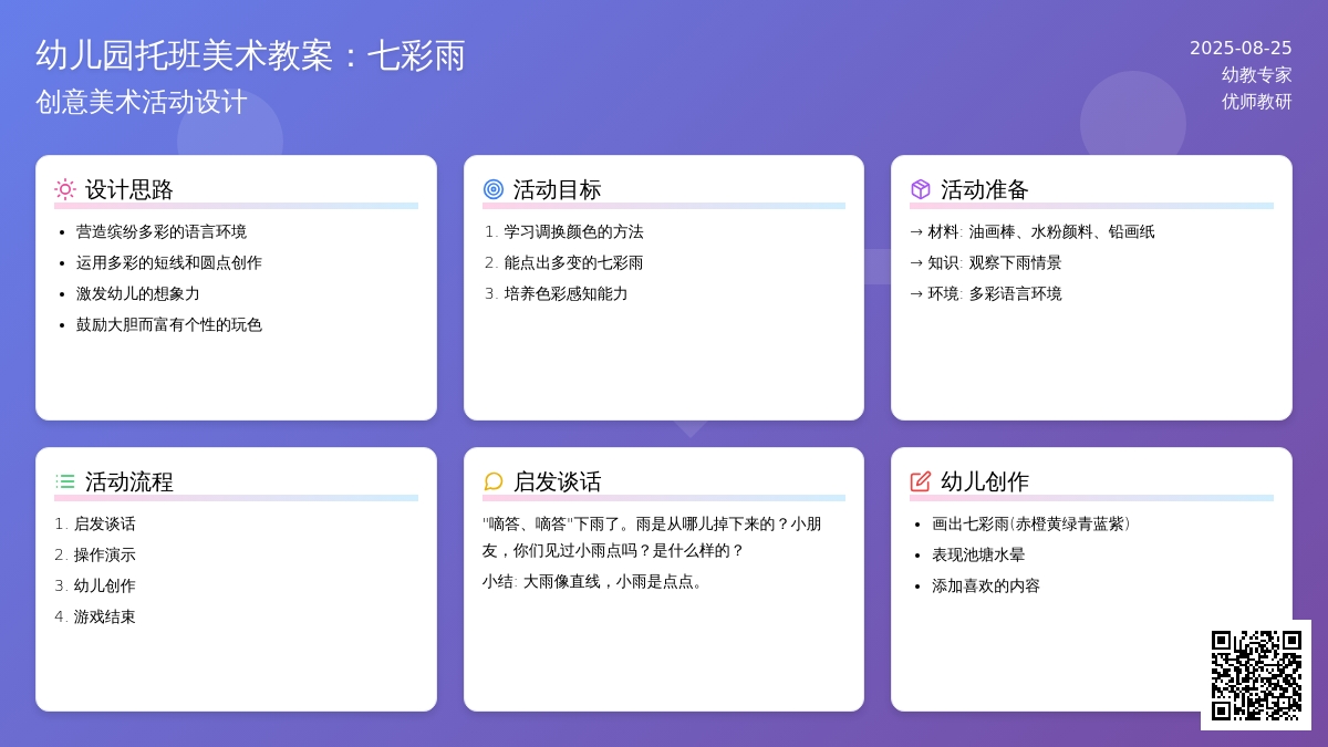 幼儿园托班美术教案：七彩雨