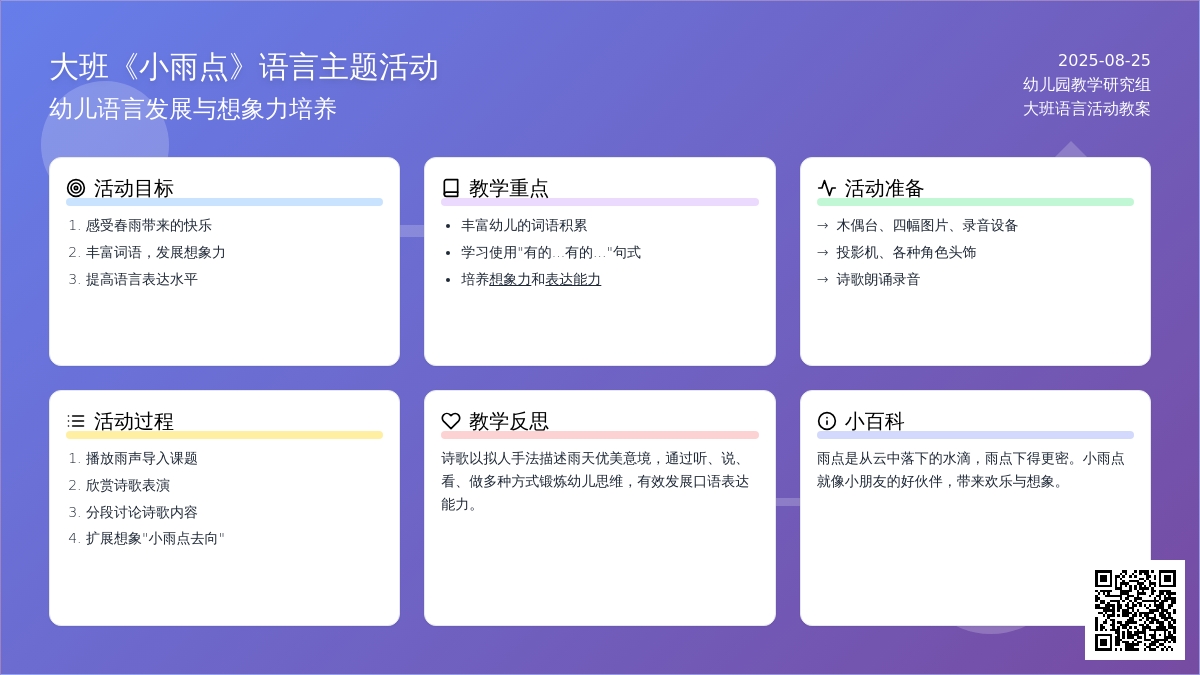 幼儿园大班教案《小雨点》含反思