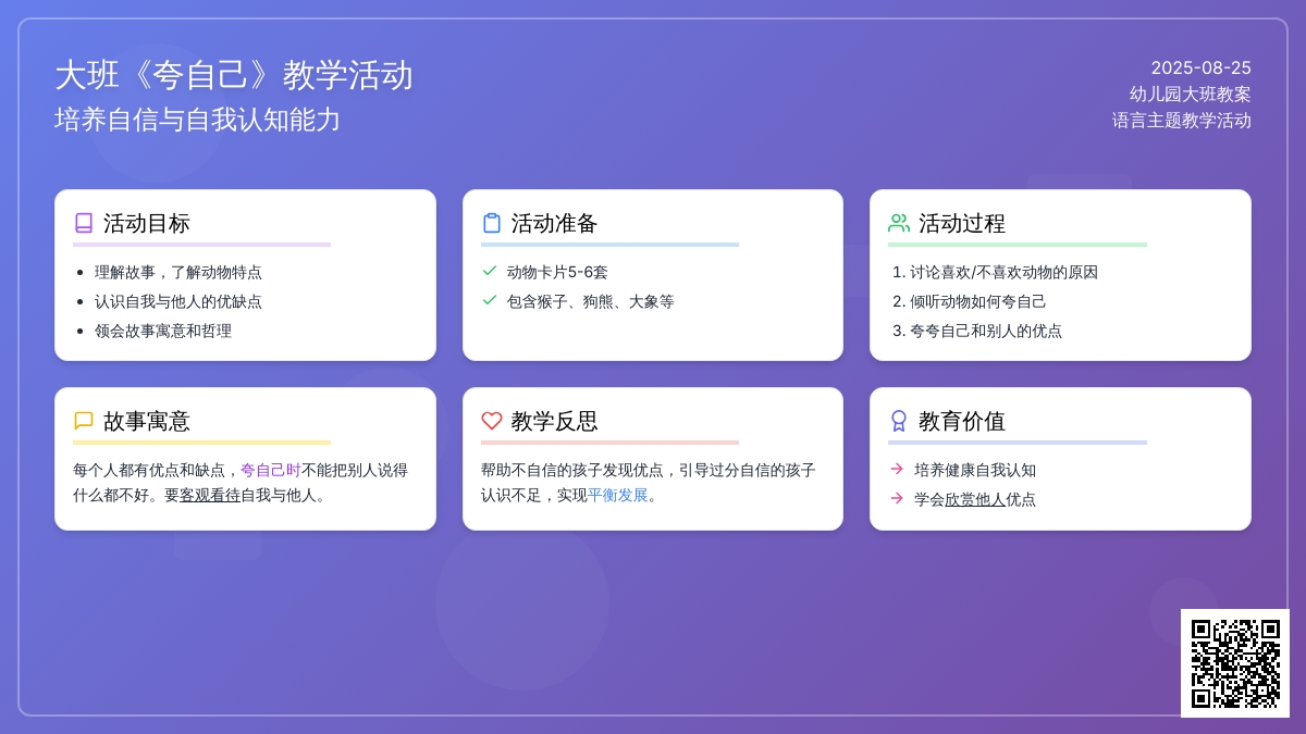 幼儿园大班教案《夸自己》含反思