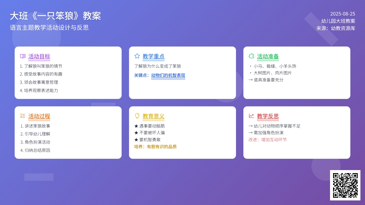 幼儿园大班教案《一只笨狼》含反思