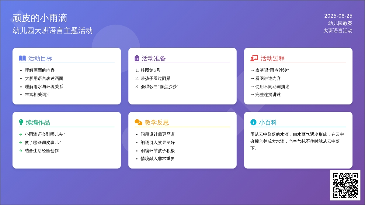 幼儿园大班教案《顽皮的小雨滴》含反思