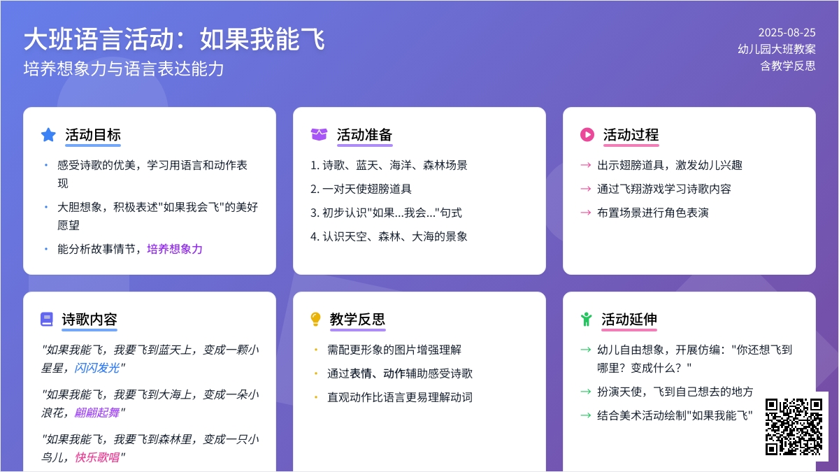 幼儿园大班教案《如果我能飞》含反思