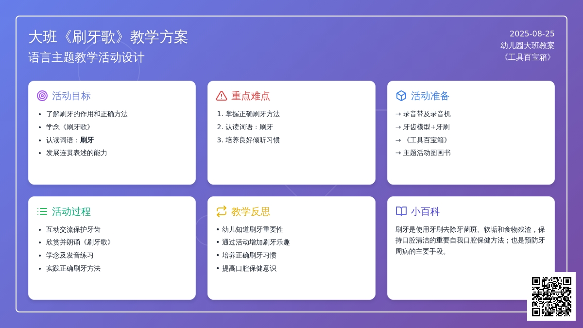 幼儿园大班教案《刷牙歌》含反思
