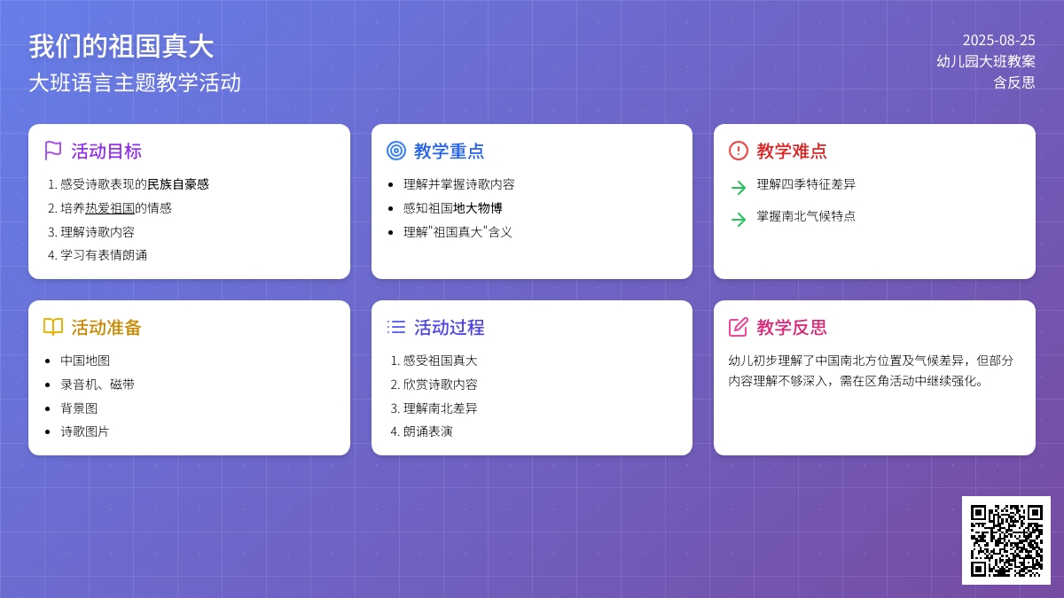 幼儿园大班教案《我们的祖国真大》含反思