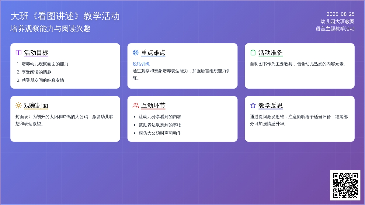 幼儿园大班教案《看图讲述》含反思