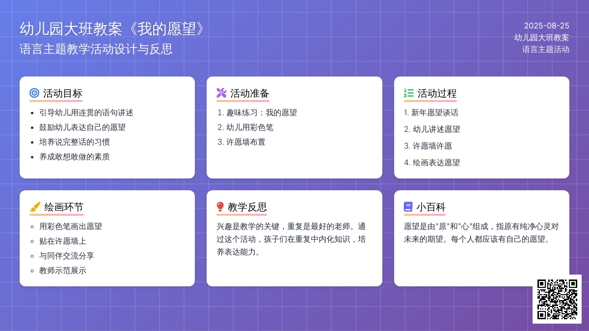 幼儿园大班教案《我的愿望》含反思