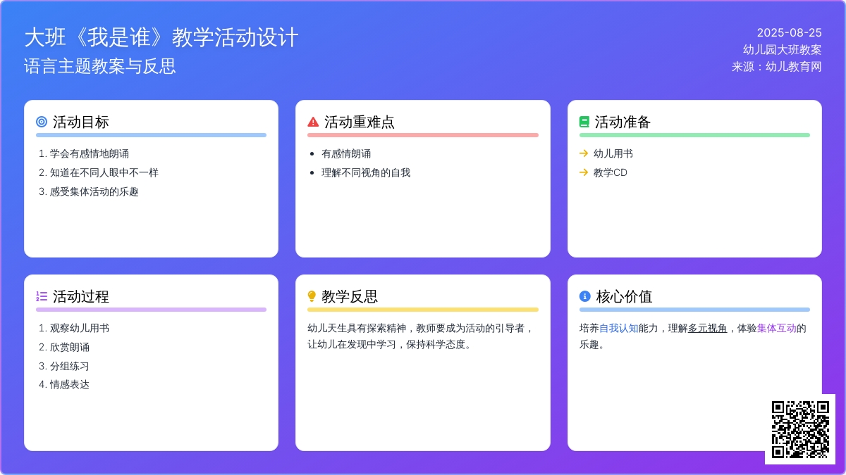 幼儿园大班教案《我是谁》含反思