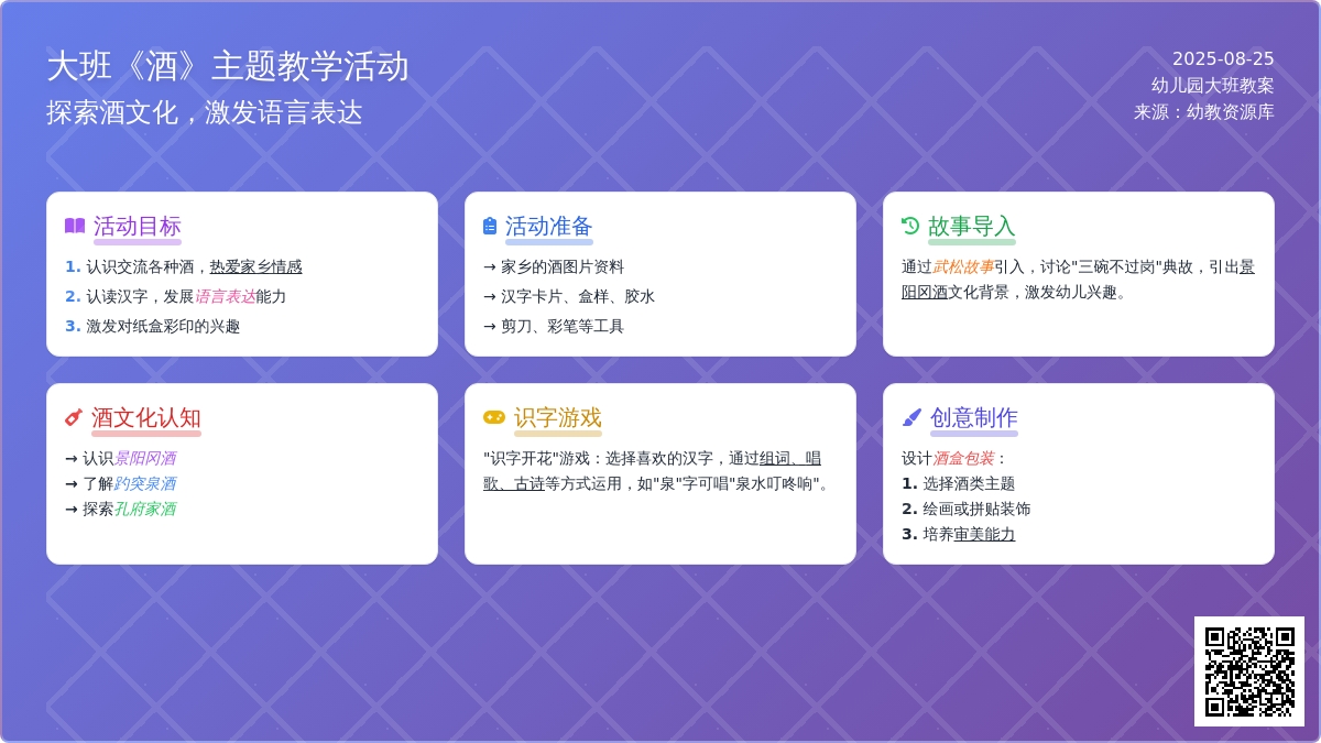 幼儿园大班教案《酒》