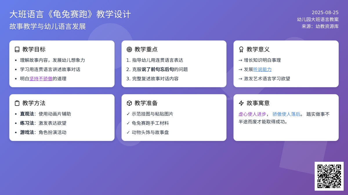 幼儿园大班语言教案《龟兔赛跑》两篇