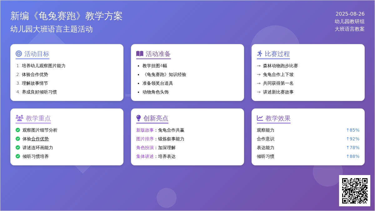 幼儿园大班语言教案新编《龟兔赛跑》