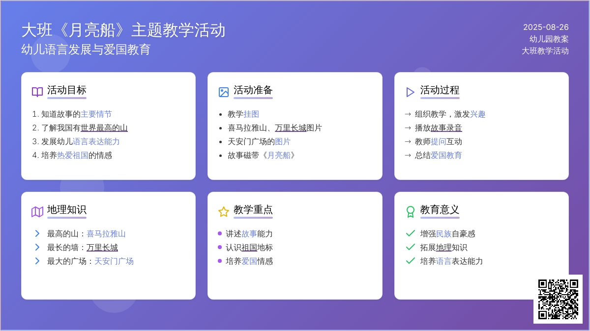 幼儿园大班教案《月亮船》
