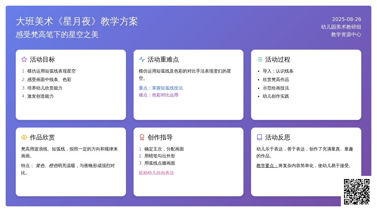 幼儿园大班美术教案《星月夜》含反思