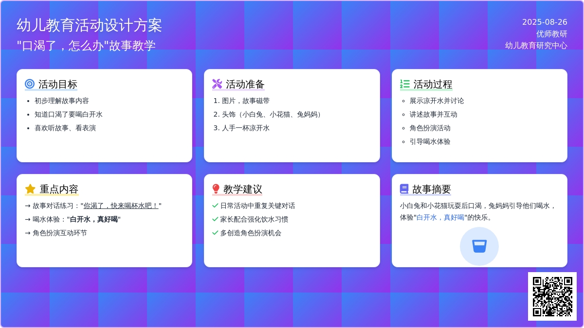 幼儿园托班语言活动设计--口渴了，怎么办