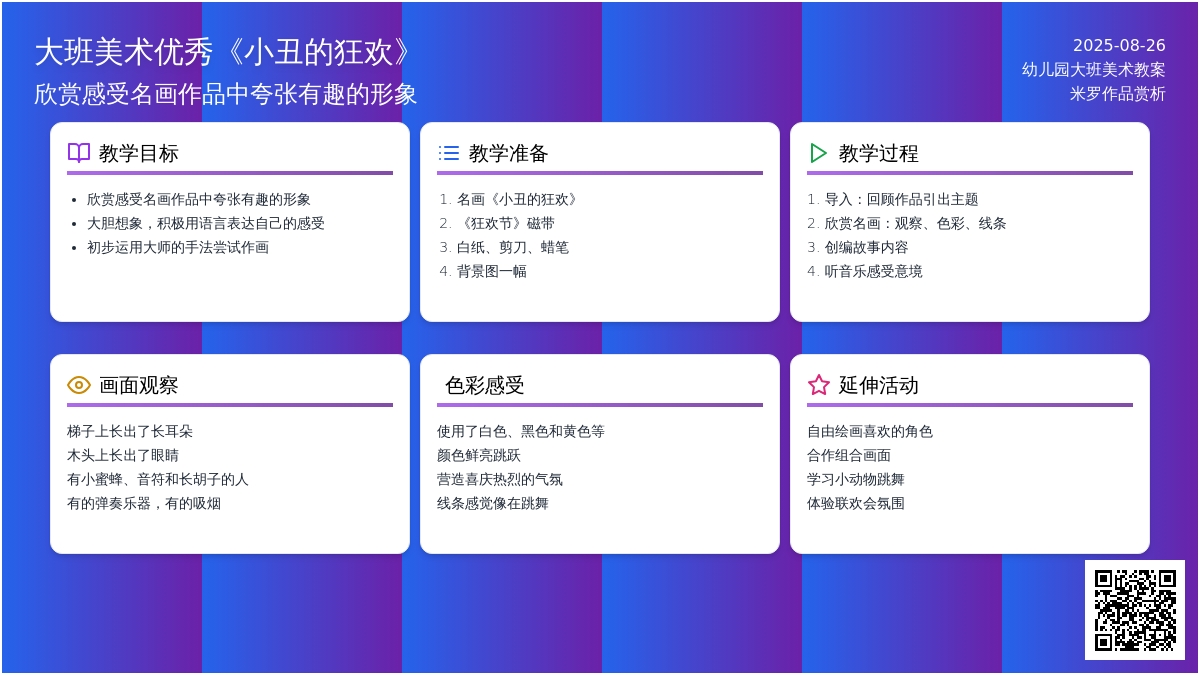 大班美术优秀教案《小丑的狂欢》