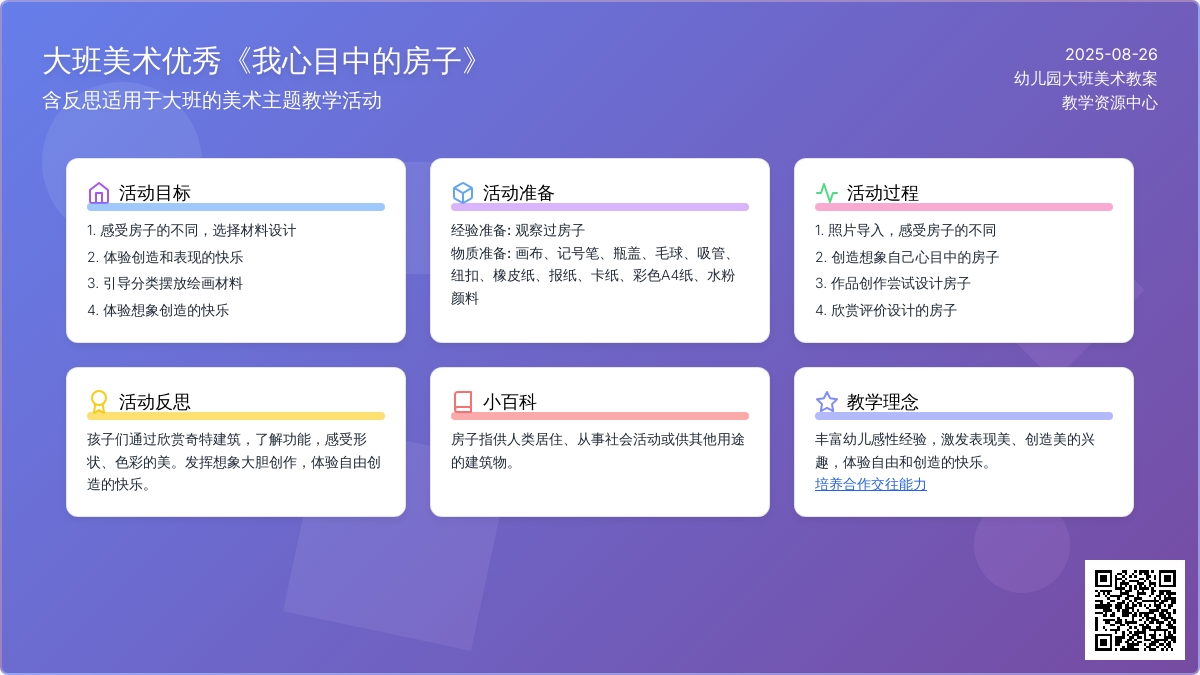 幼儿园大班美术优秀教案《我心目中的房子》含反思
