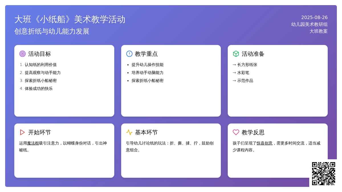 幼儿园大班教案《小纸船》含反思