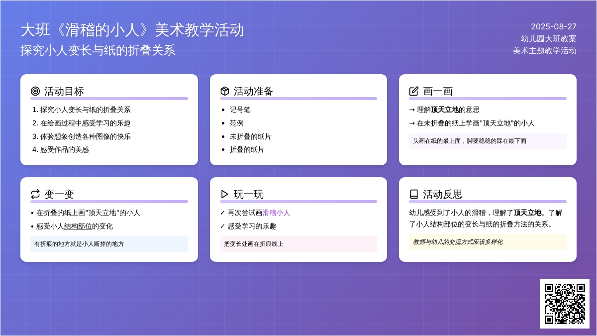 幼儿园大班教案《滑稽的小人》含反思