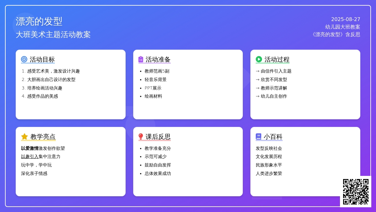 幼儿园大班教案《漂亮的发型》含反思