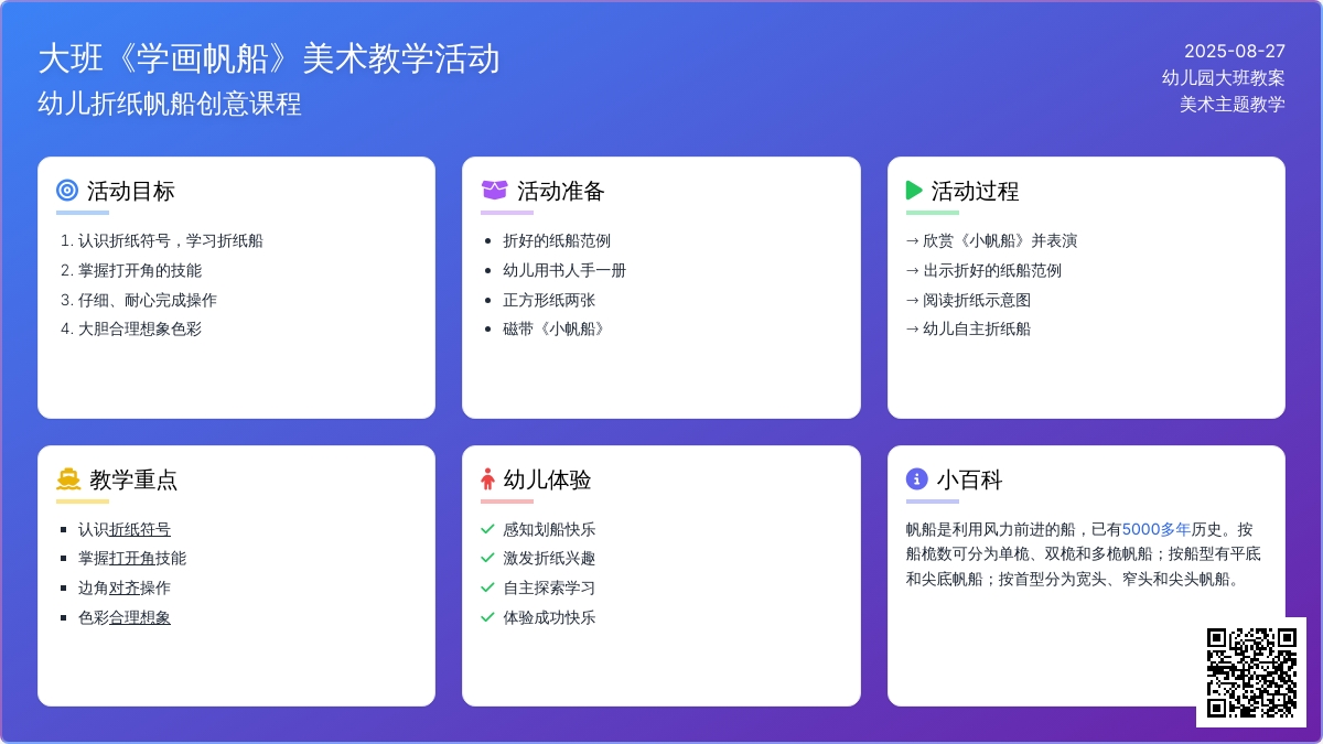 幼儿园大班教案《学画帆船》
