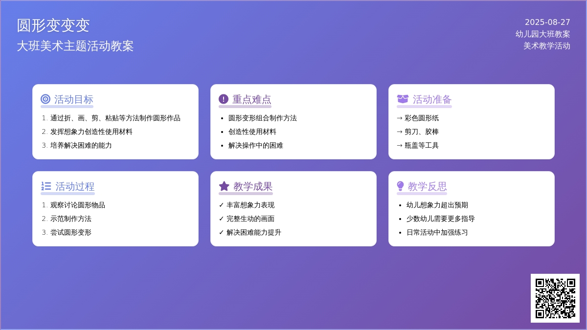幼儿园大班教案《圆形变变变》含反思