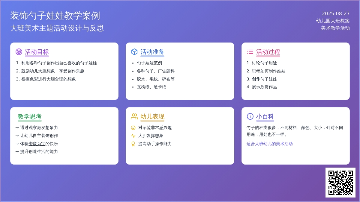 幼儿园大班教案《装饰勺子娃娃》含反思