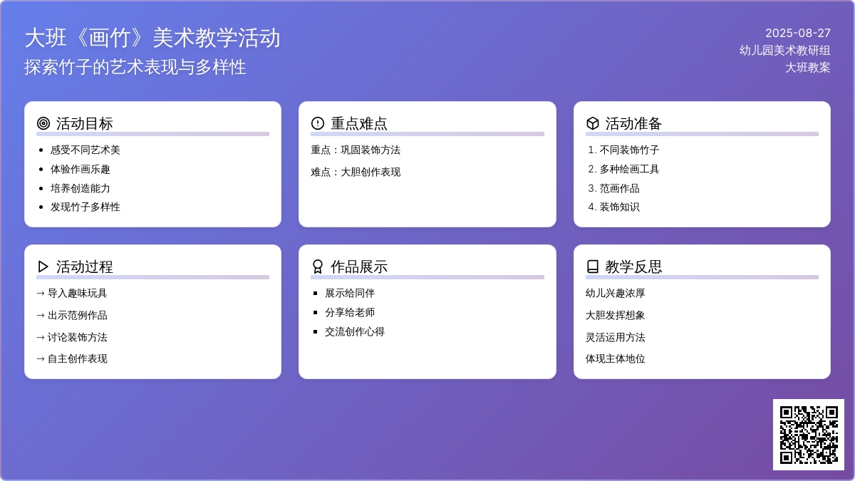 幼儿园大班教案《画竹》含反思