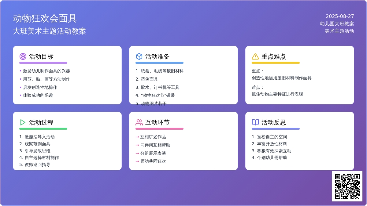 幼儿园大班教案《动物狂欢会面具》含反思
