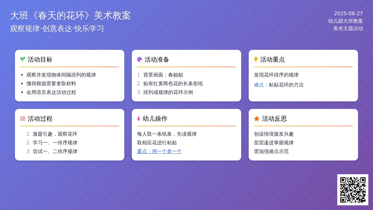 幼儿园大班教案《春天的花环》含反思