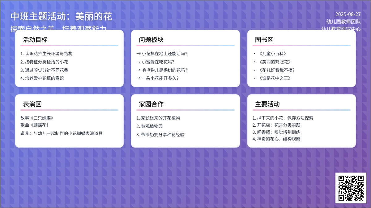 幼儿园中班主题活动：美丽的花