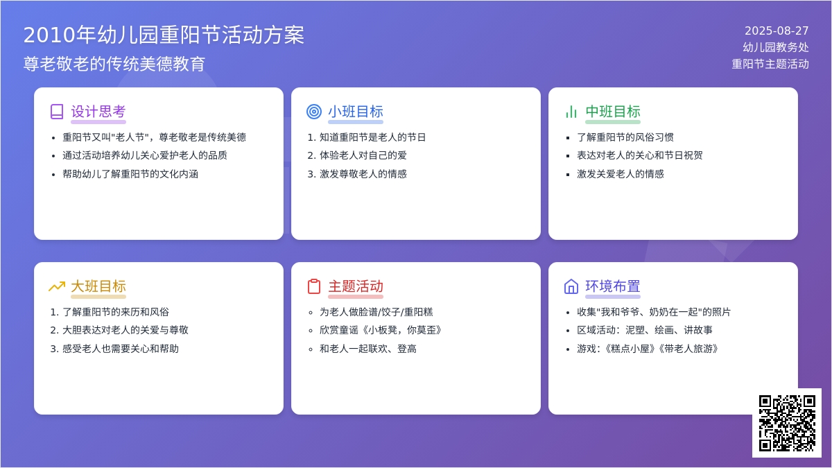 2010年幼儿园重阳活动方案