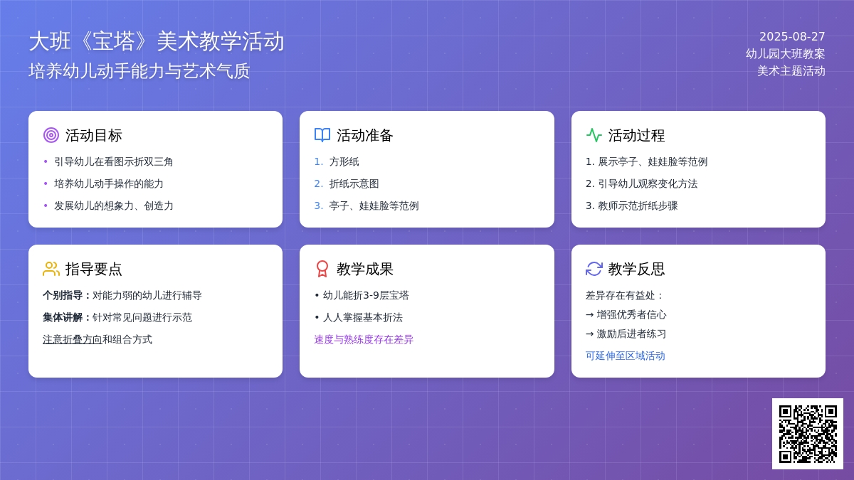 幼儿园大班教案《宝塔》含反思