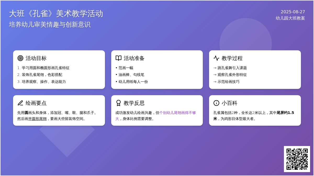幼儿园大班教案《孔雀》含反思