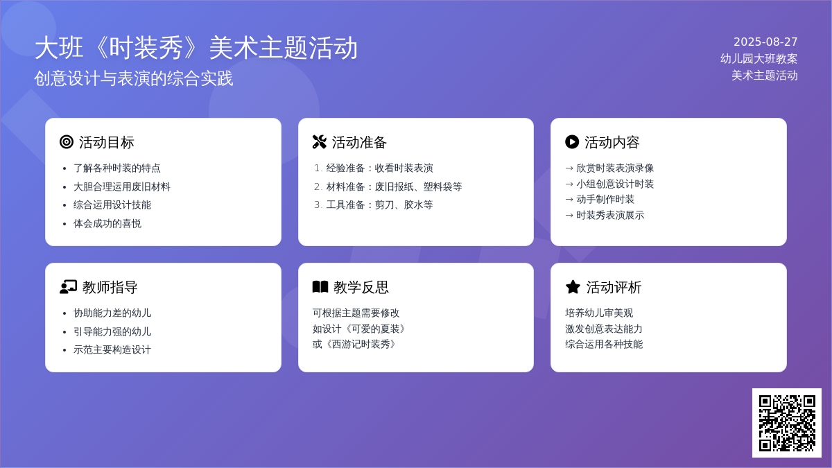 幼儿园大班教案《时装秀》含反思