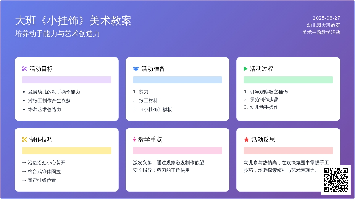幼儿园大班教案《小挂饰》含反思