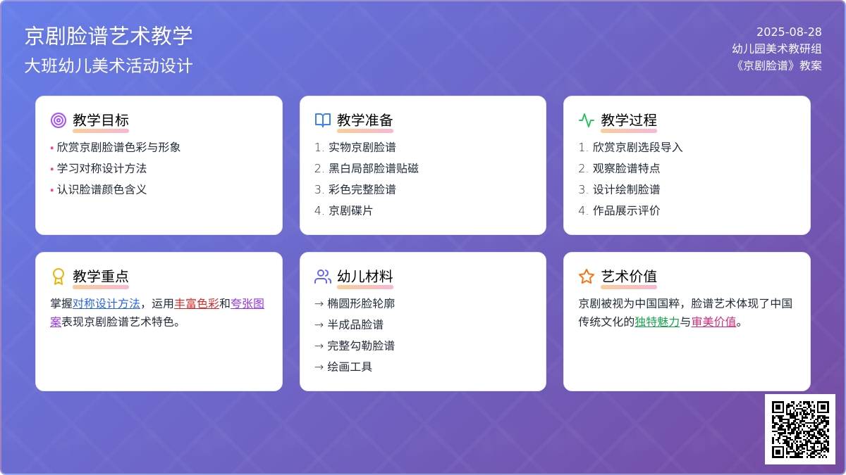 幼儿园大班教案《京剧脸谱》