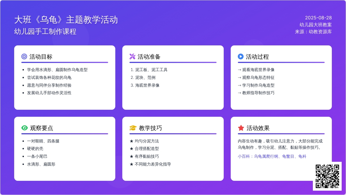 幼儿园大班教案《乌龟》