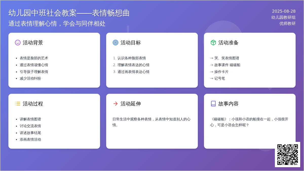 幼儿园中班社会优质课教案――表情畅想曲