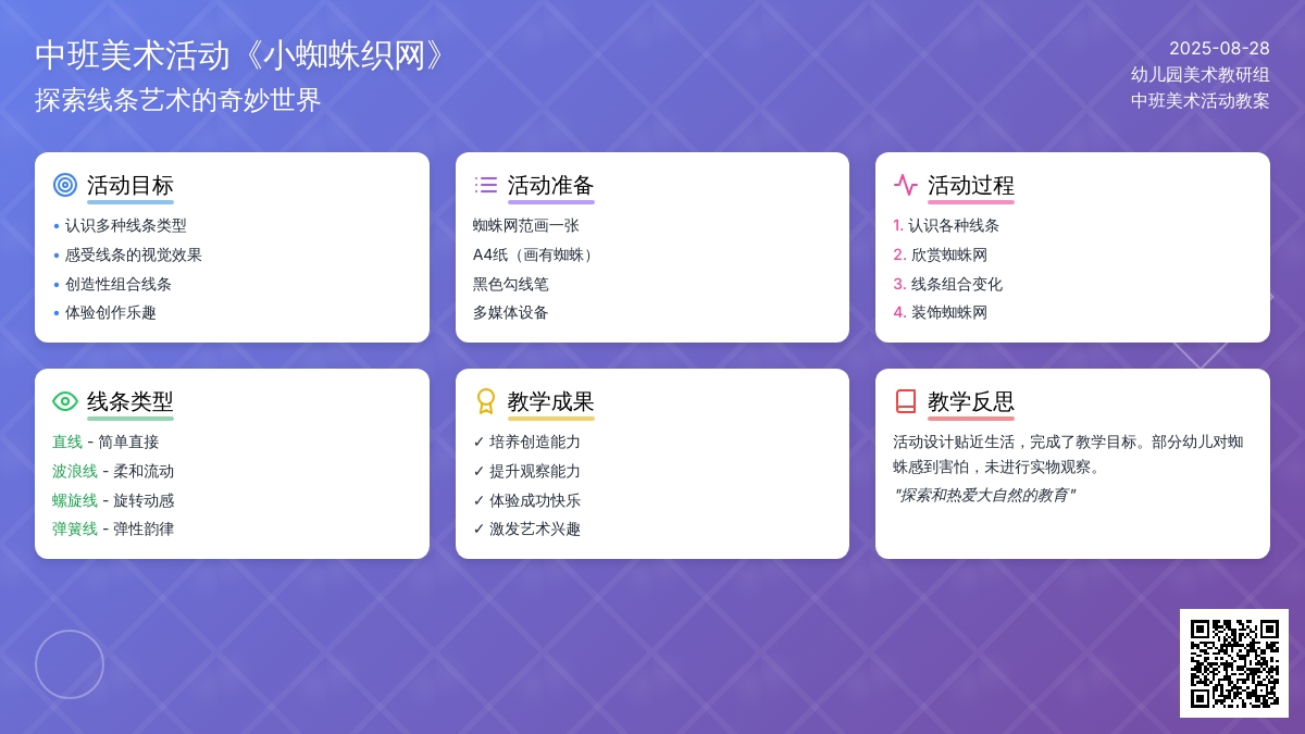 幼儿园中班美术活动教案《小蜘蛛织网》含反思