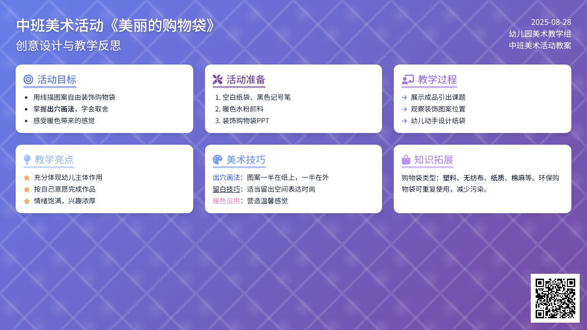 中班美术活动教案《美丽的购物袋》含反思